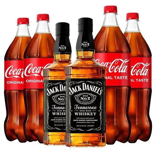 Case of 6 with Jack Daniels Tennessee Whisky and Coca-Cola Mixer Set